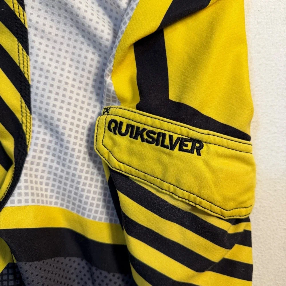 Quiksilver Cypher Series Board Shorts Mens 32 Yellow Black Geometric Swim Trunks